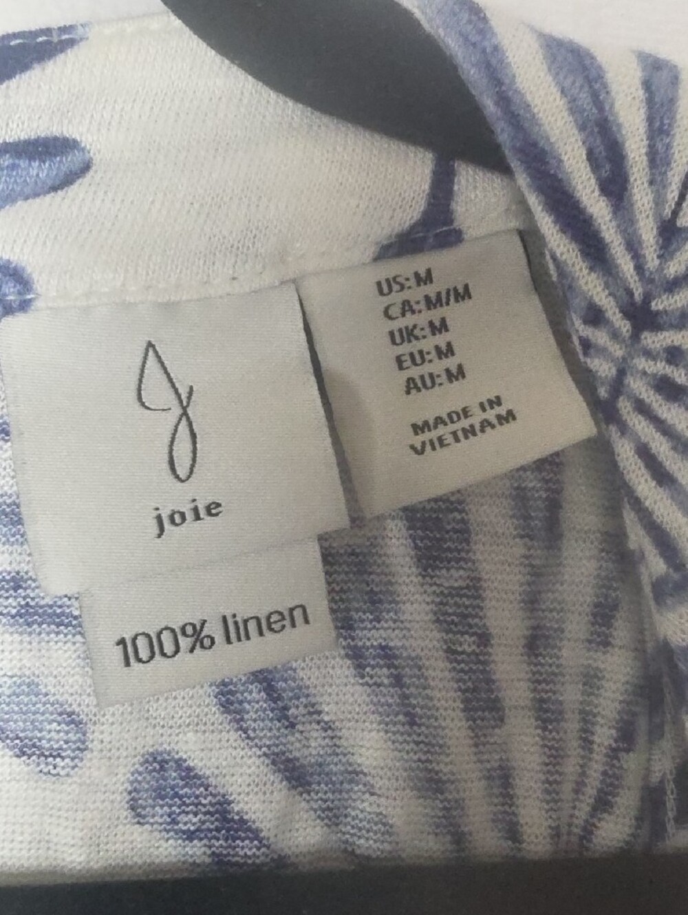 Joie 100% Linen Tropical Palm Print Tank Top Medium Blue White Resort - Picture 2 of 9